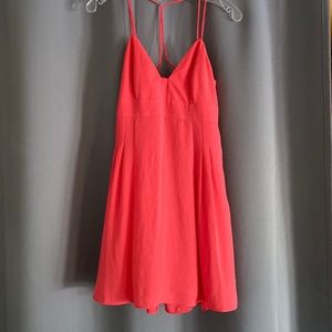 Coral mini dress with cute thin straps